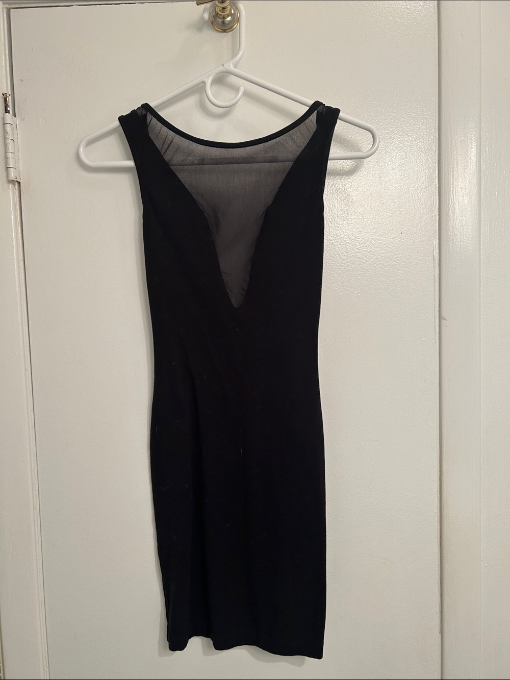 American Apparel Sexy Black Sheer V-Neck Bodycon Dress, Small